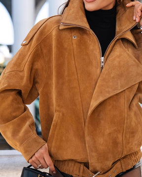 Vintage Wildleder-Drapierjacke