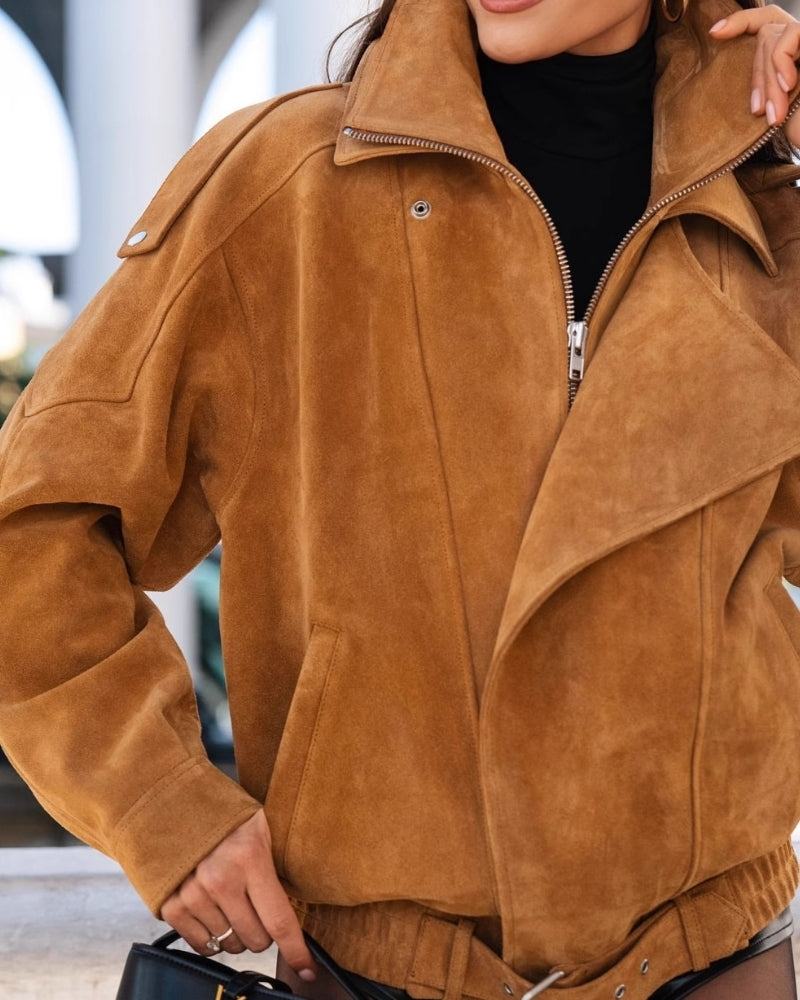 Vintage Wildleder-Drapierjacke